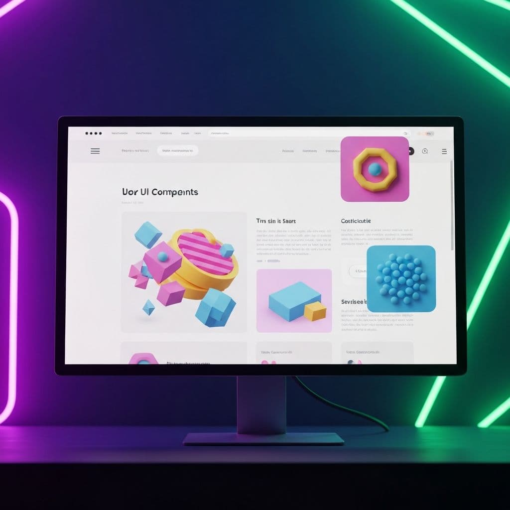 Website landing page with 3D design elements